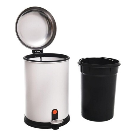Papelera de acero inoxidable blanco y plateado con pedal 12L Papelera de acero inoxidable blanco y plateado con pedal 12L