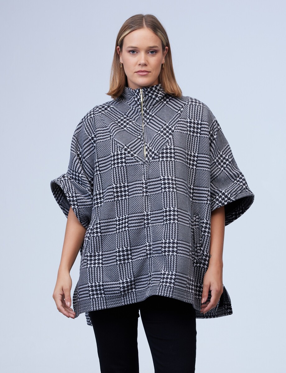 Poncho Zip - Negro/blanco 