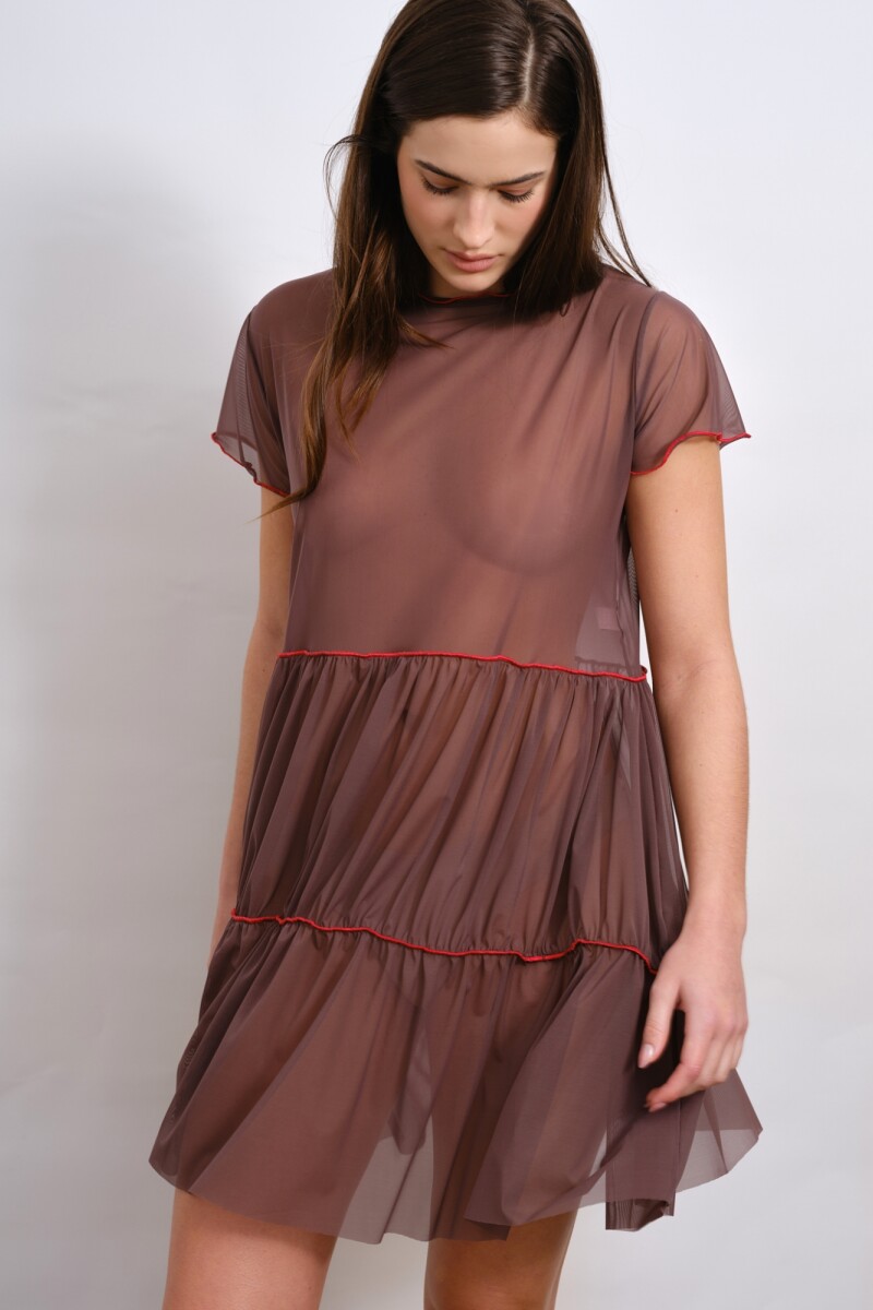 Vestido Feli Tul Marron