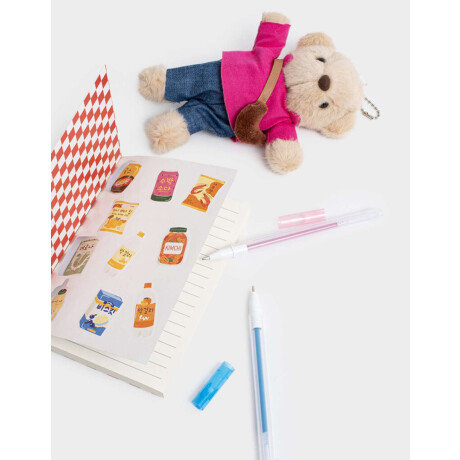 Set De Librería En Estuche De Pu Con Peluche Azul Celeste