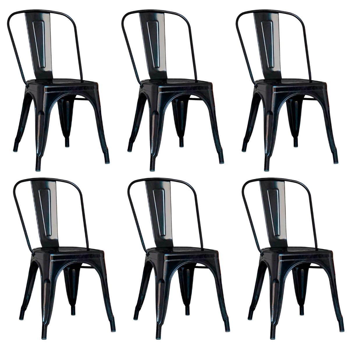Pack 6 Sillas Tolix Lumax Varios Colores Living Comedor - Negro 