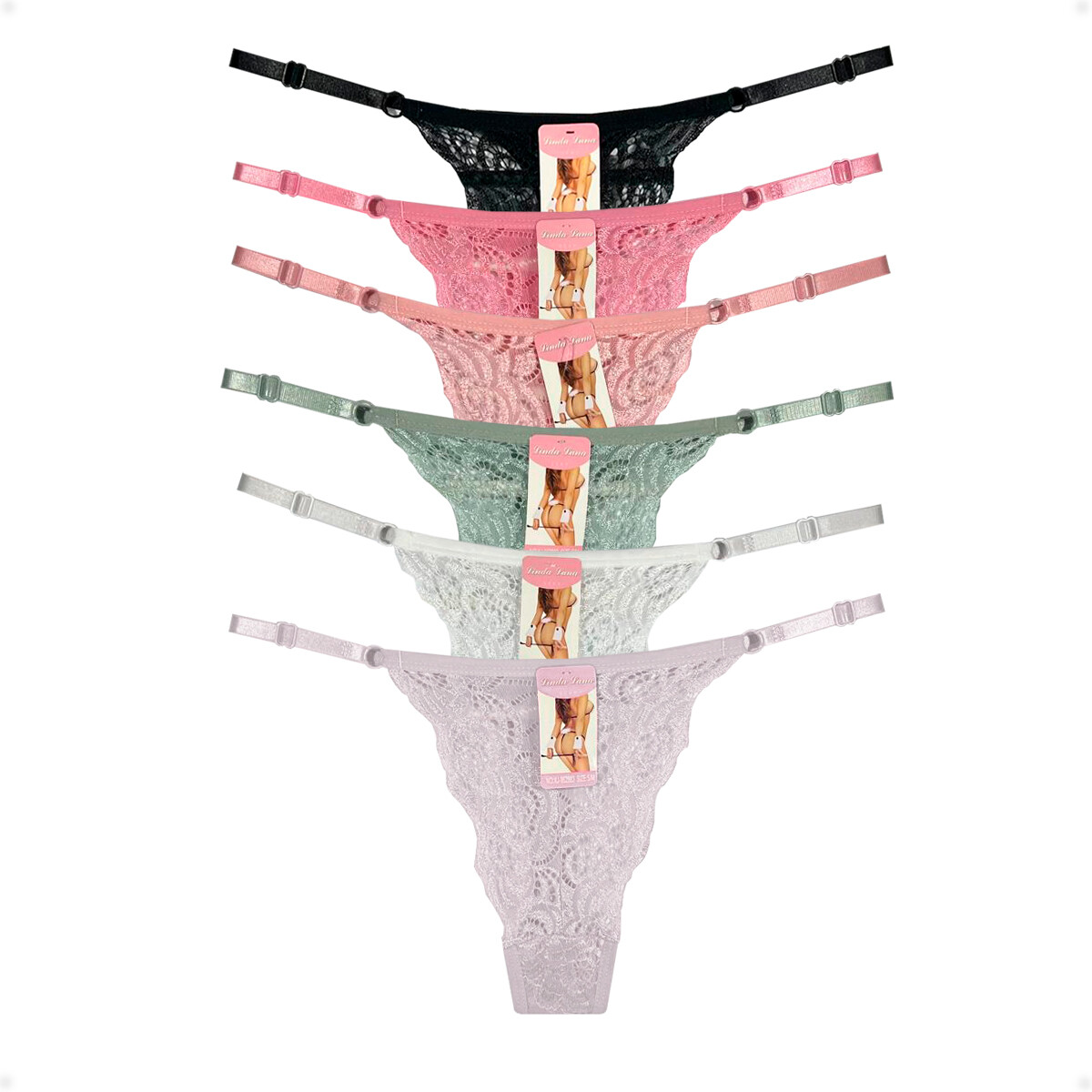 Tanga Colaless Ajustable De Encaje - Colores Surtidos 