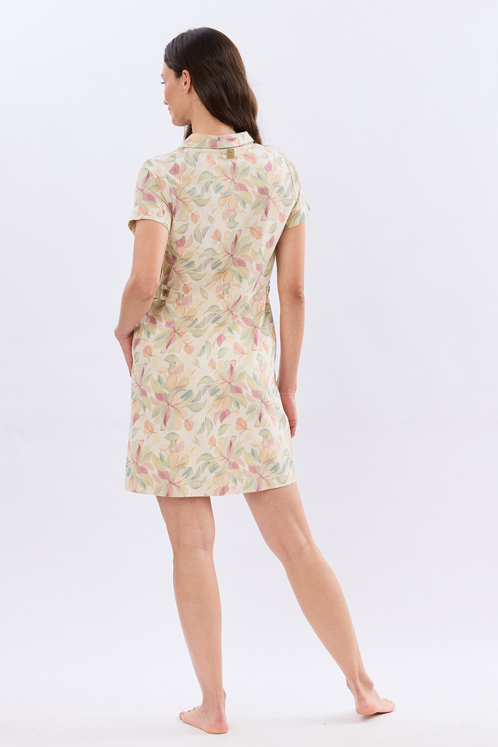 VESTIDO DE LINO ESTAMPADO Coral