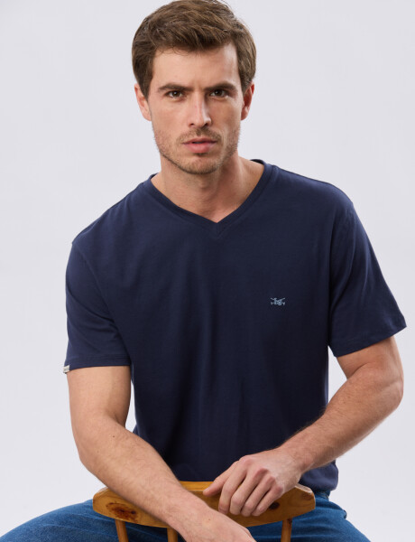 REMERA BÁSICA V DE ALGODÓN Azul