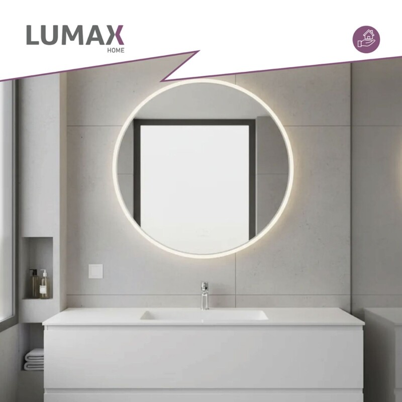 Espejo Lumax Doddy redondo con marco y luz 50cm Blanco