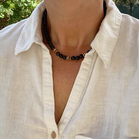 Collar NERO en acero y piedras naturales Collar NERO en acero y piedras naturales