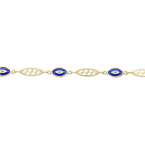 Pulsera Ojo Turco-Oro bajo-Resina Azul-PU8080 conpiedra