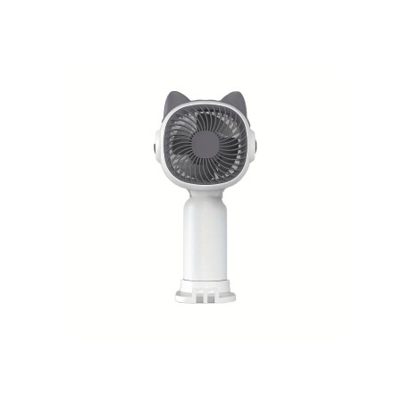 Ventilador De Mano Con Soporte Y Orejitas Gatito Blanco