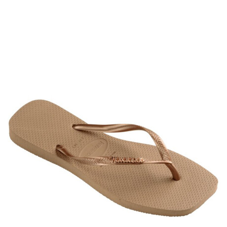 Sandalia de Mujer Havaianas Slim Square Logo Rosa - Dorado