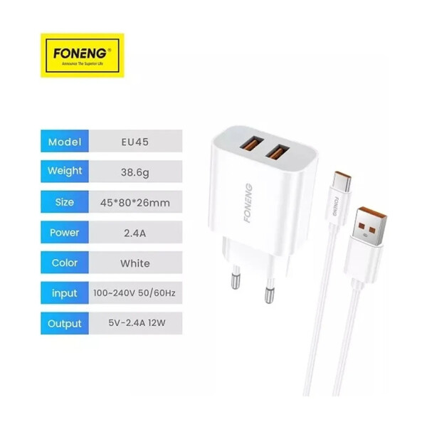 Cargador Foneng Eu45 Con Cable CARGADOR FONENG EU45 TIPO C