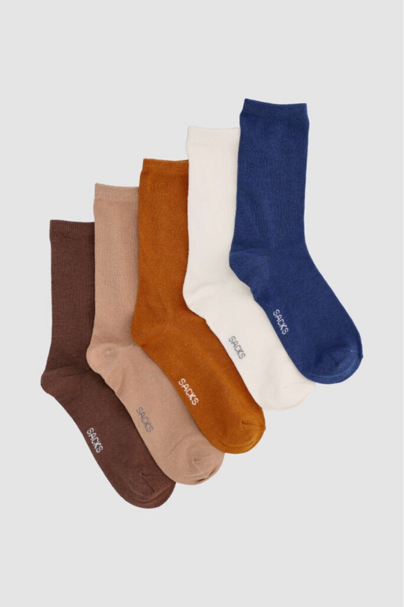Packs de cinco medias lisas. de algodón. en varios colores s - Variante 21 