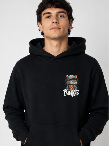 BUZO OXX 7145 GATO PUNKS NEGRO