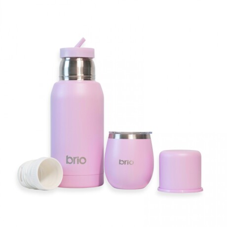 Set De Termo 750 Ml Y Mate Con Tapa brio Acero Inox Lavanda