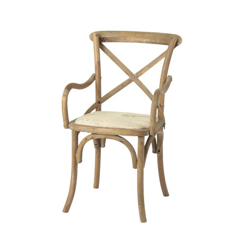 Silla de Roble cruceta con apoyabrazos Tapizada Silla de Roble cruceta con apoyabrazos Tapizada