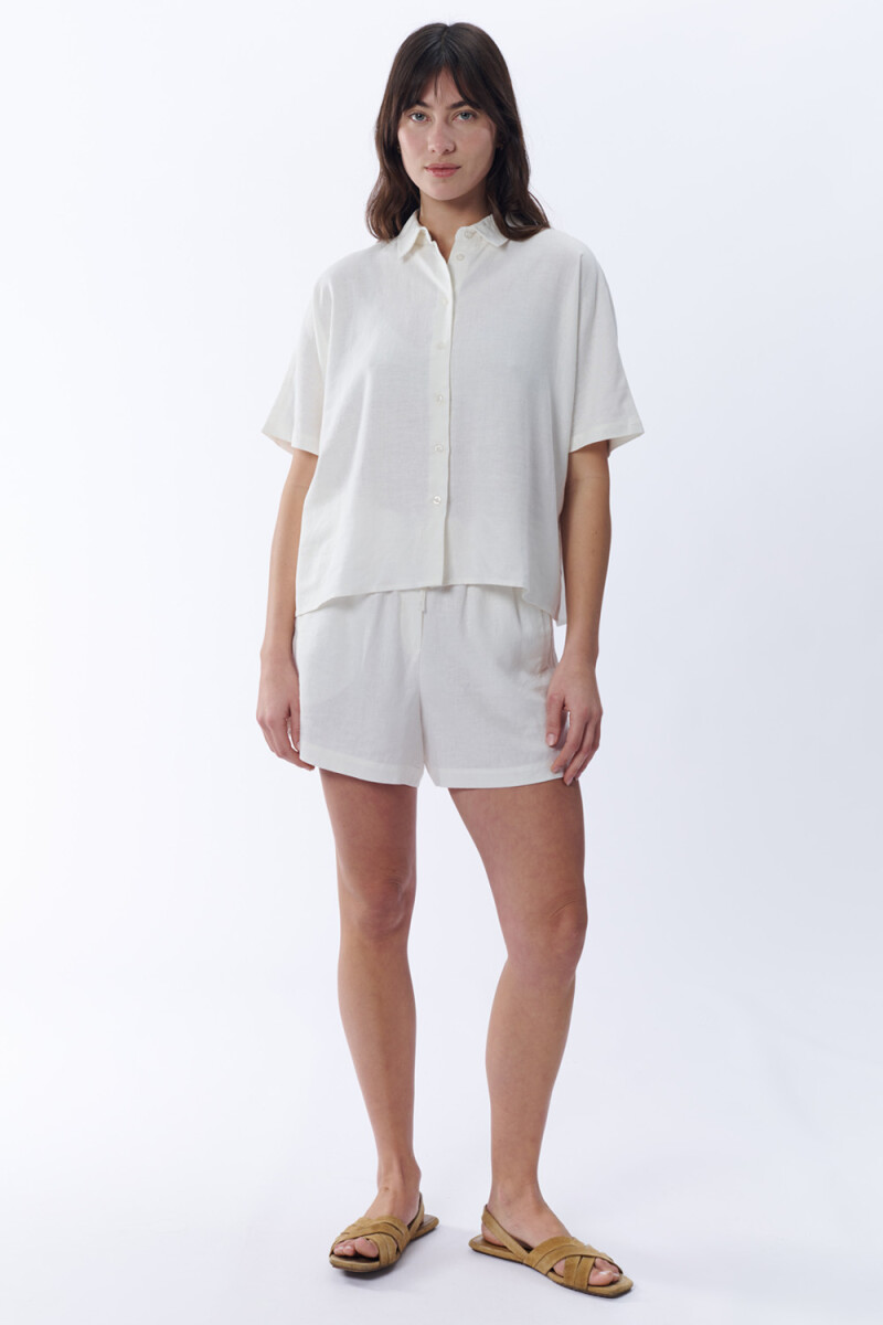 Camisa manga corta con lino - Crudo 