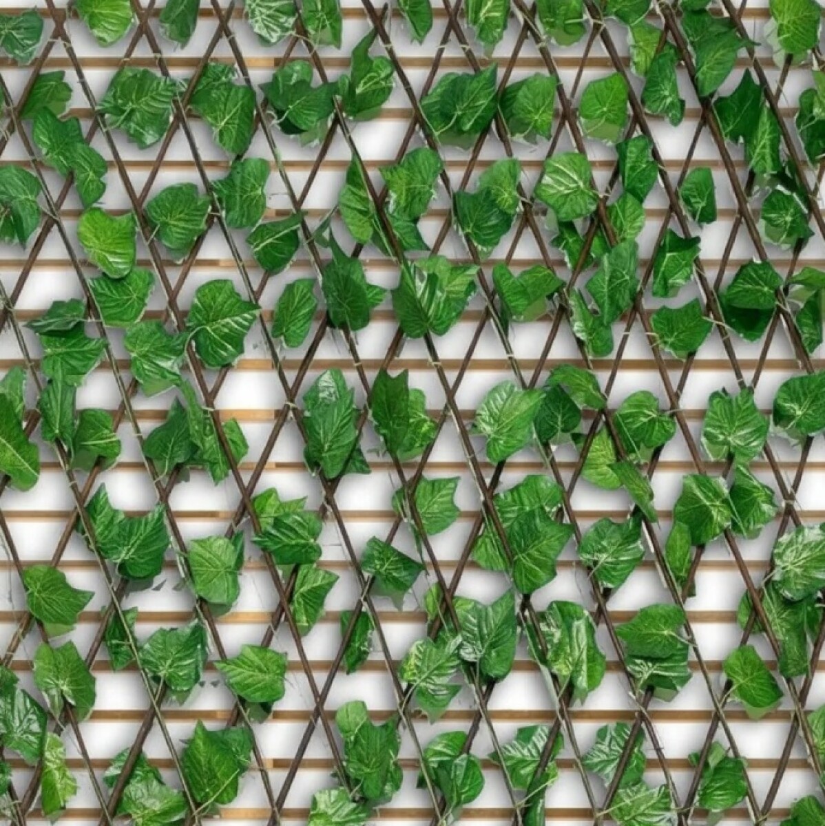 Cerco De Madera Con Hojas Artificiales Para Decoración - Verde 