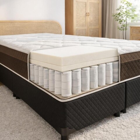 Sommier con Resortes Pocket Espuma Alta Densidad y Eurotop Soporte 130 Kg Queen 158 cm de Ancho