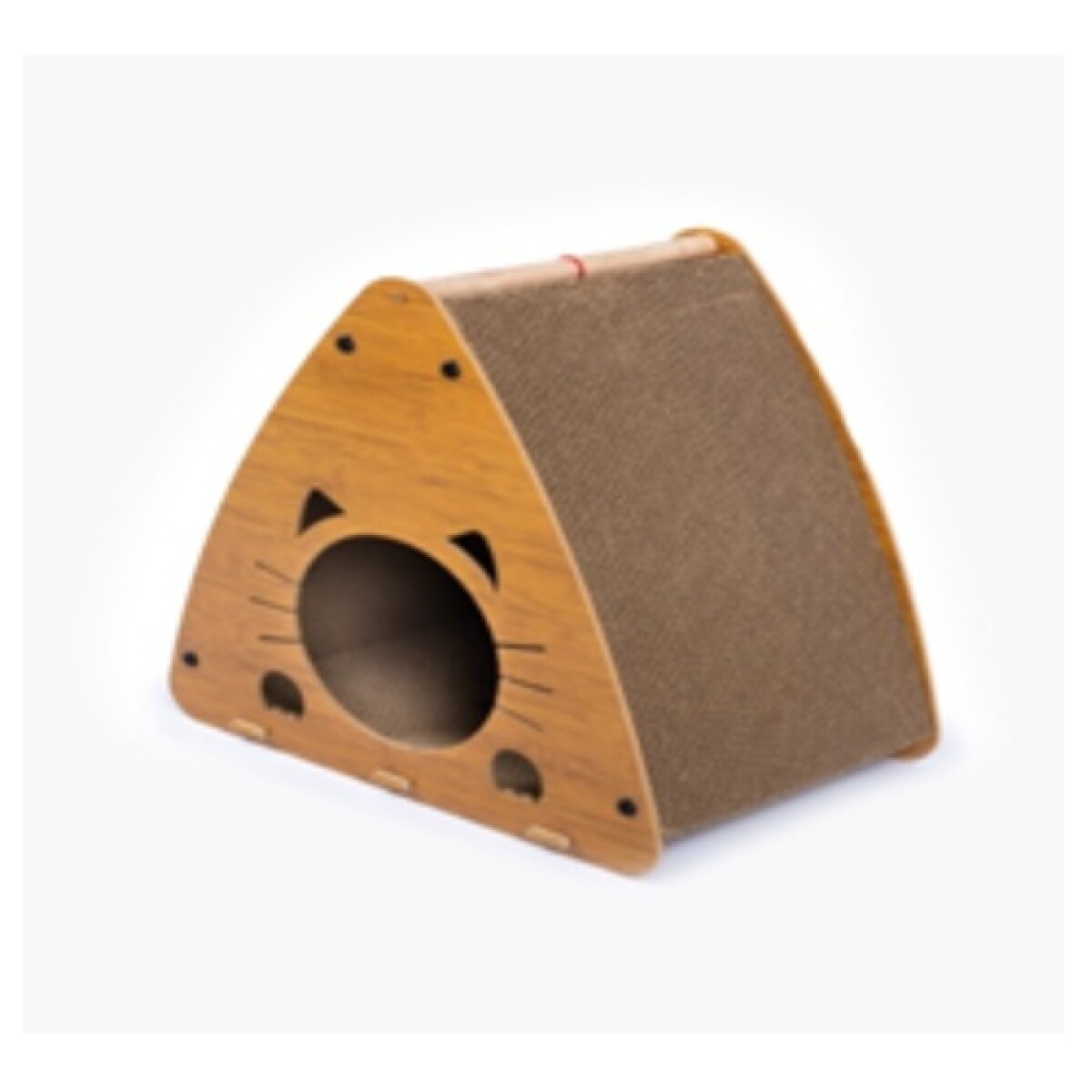 CASA DE MADERA TRIANGULAR CON RASCADOR 45*45*28cm - Casa De Madera Triangular Con Rascador 45*45*28cm 