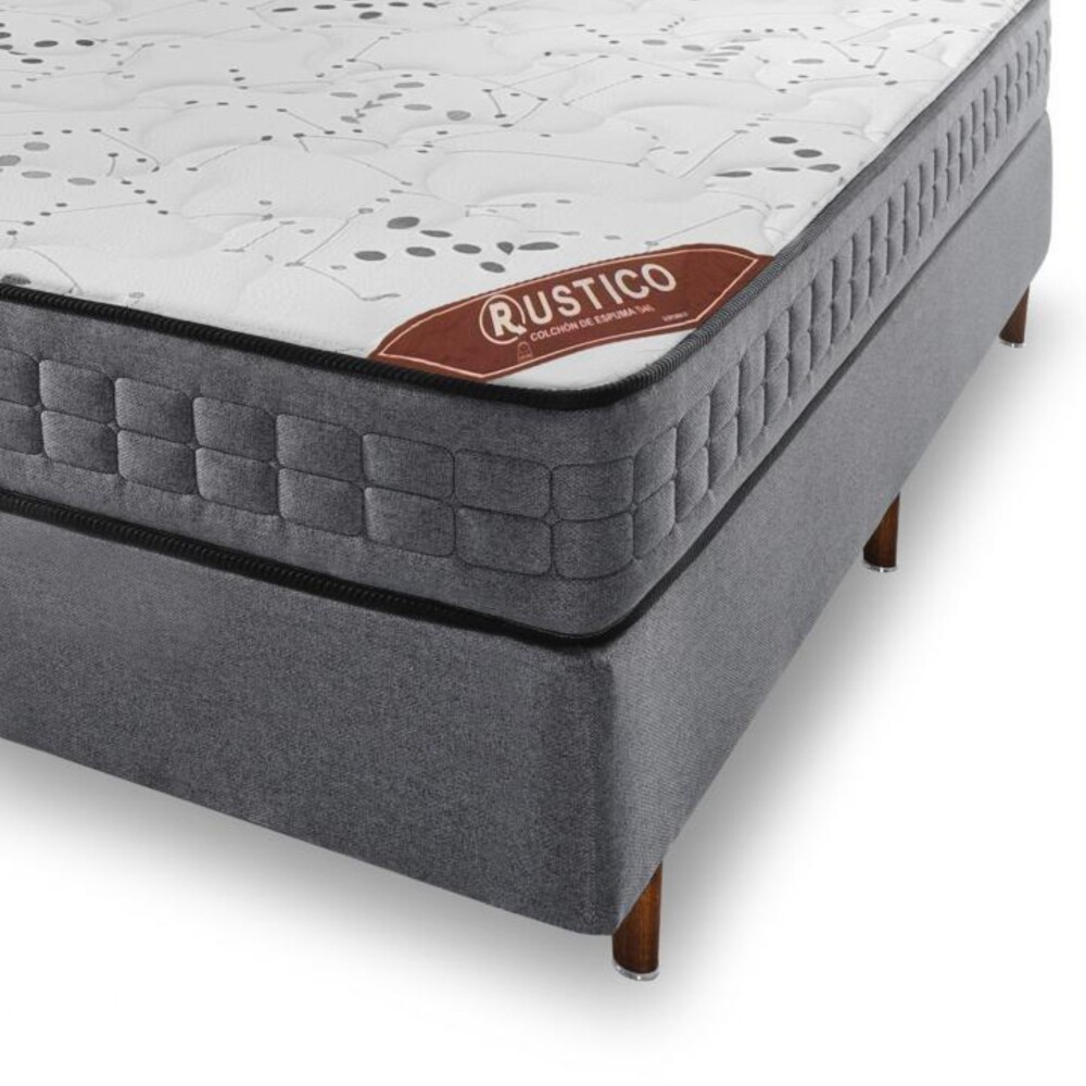 Conjunto Sommier 2 Plazas - Rustico - Espuma D45 Conjunto Sommier 2 Plazas - Rustico - Espuma D45