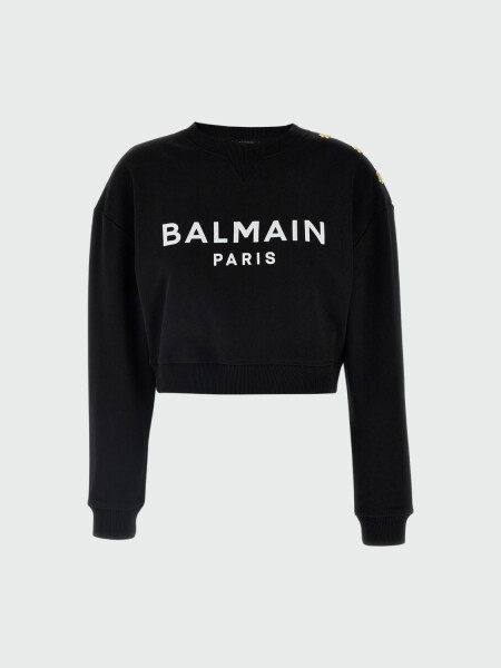 Balmain - Buzo de algodón con logo Balmain Paris Negro