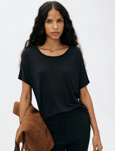BLUSA BÁSICA MANGA CORTA NEGRO