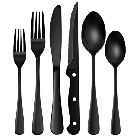 Set Cubiertos Completo El Chingón Ac Inox Negro 25pcs Set Cubiertos Completo El Chingón Ac Inox Negro 25pcs