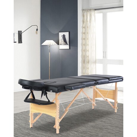 Camilla Portátil 3 Cuerpos Profesional Lumax de Madera 185x60cm Negro