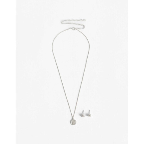 Set Para Niñas En Plata Aros Corazón Y Dije Virgen Niña Plateado Rodio