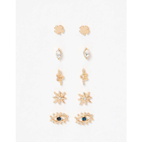 Set De 5 Aros Pasantes Místicos Dorado