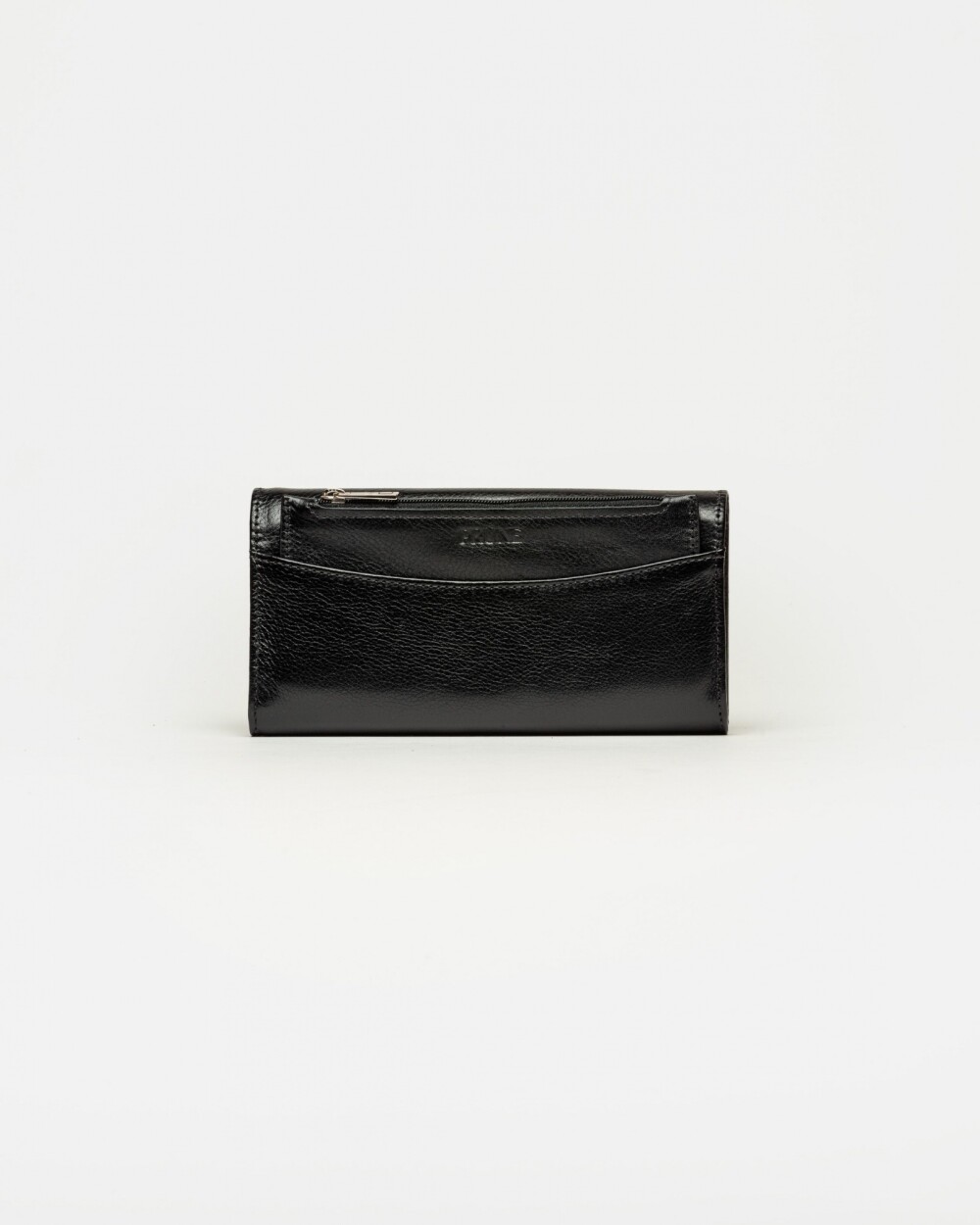 Billetera The Circle en cuero liso satinado Negro