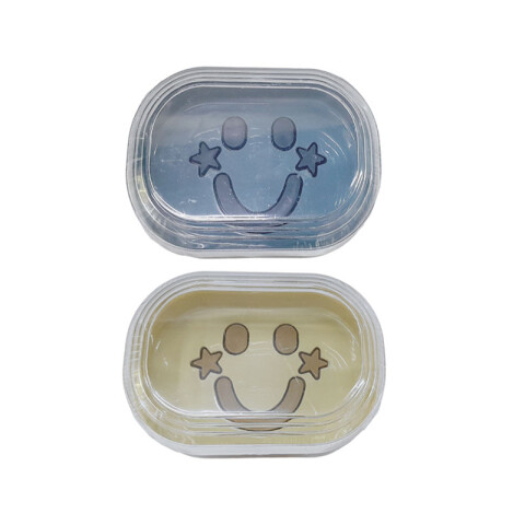 Jabonera sonrisa transparente con tapa 3 colores Jabonera Sonrisa Transparente Con Tapa 3 Colores