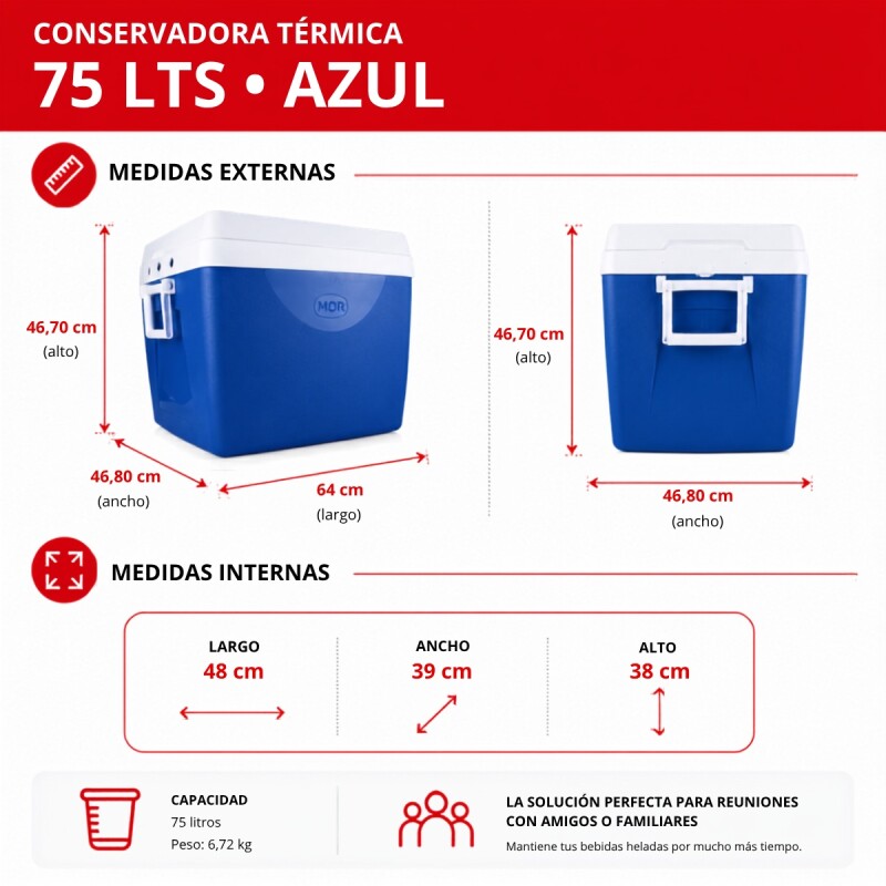 Conservadora térmica 75 lts AZUL