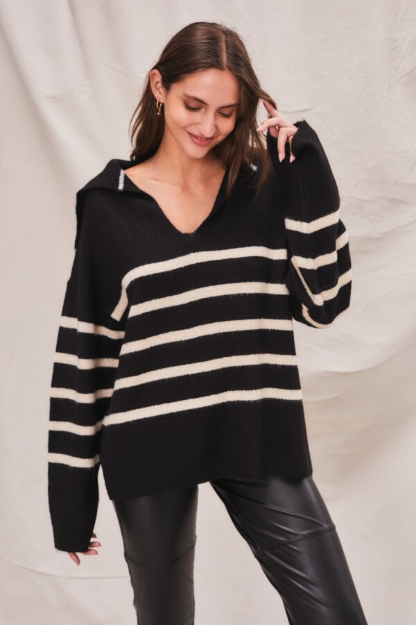 Sweater Rayado Negro