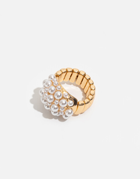 Anillos Medianos y Grandes Perla Anillo Ladies - Dorado Oro Amarillo