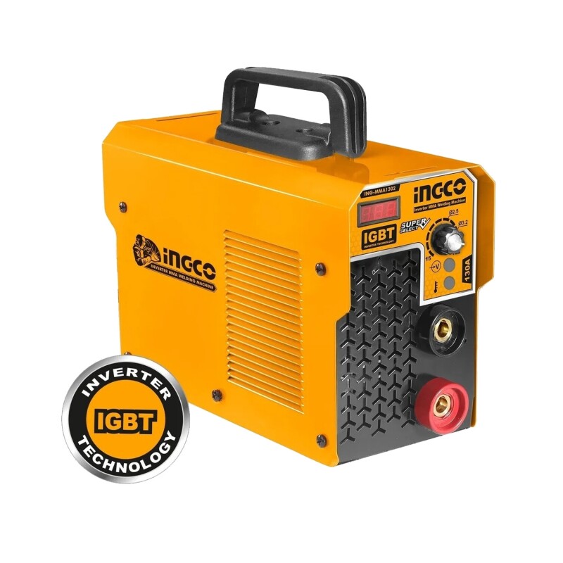 Soldadora Inverter 130amp Ingco IGBT Super Select con pantalla LCD y accesorios Amarillo