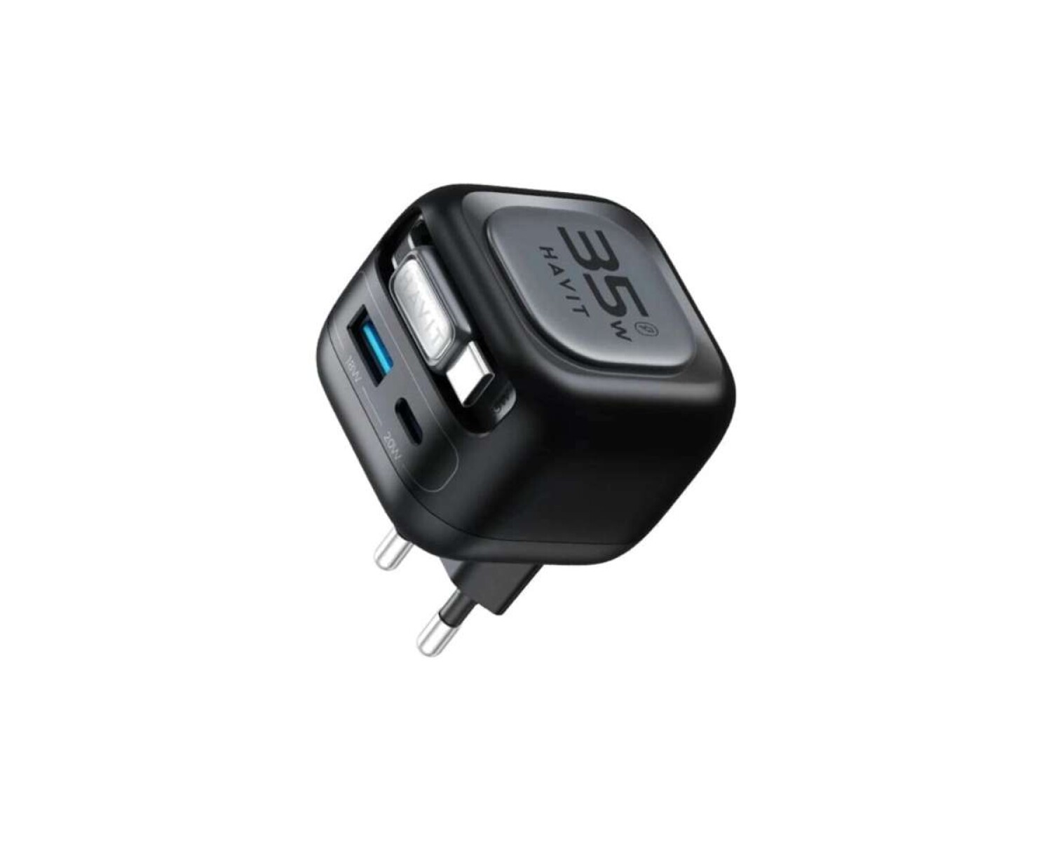 Cargador Havit UC250 GaN 35 W con Cargador para Reloj - Cable USB-C Retráctil 