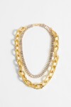 Collar doble cadena y strass dorado