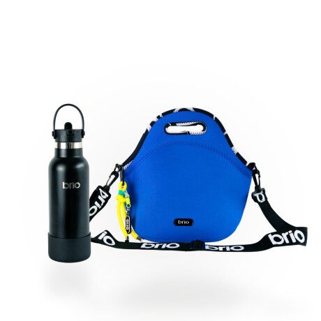 Set de lunchera Big de neopreno con correa ajustable y botella de acero inoxidable 500ml brio set-cielo4