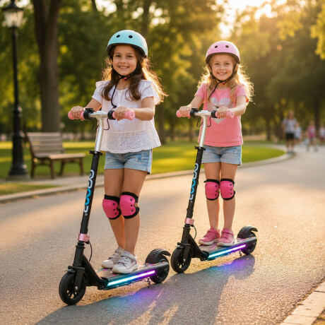 Monopatín Eléctrico Niños Gyroor H31 55kg 150W RGB 16km/h BT Rosa