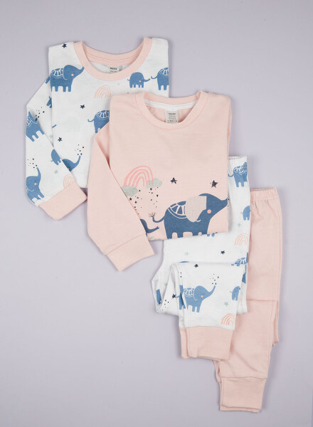 Pack x2 pijamas algodón elefante rosa. 1 Rosa bebe