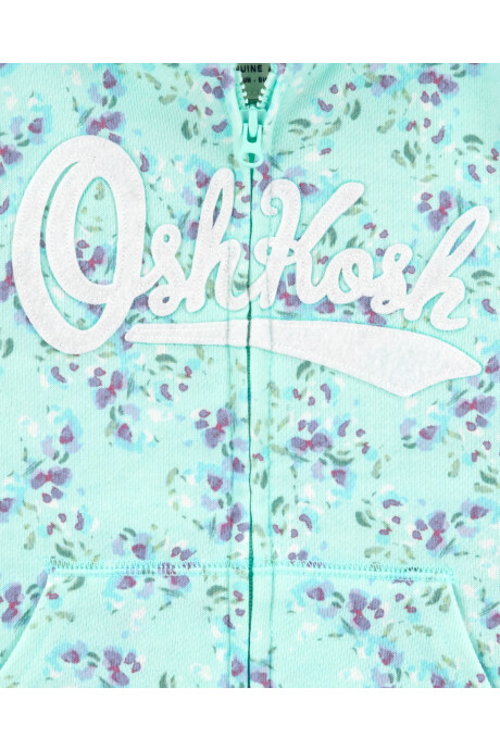 Campera de algodón, con capucha y logo, diseño floral Sin color