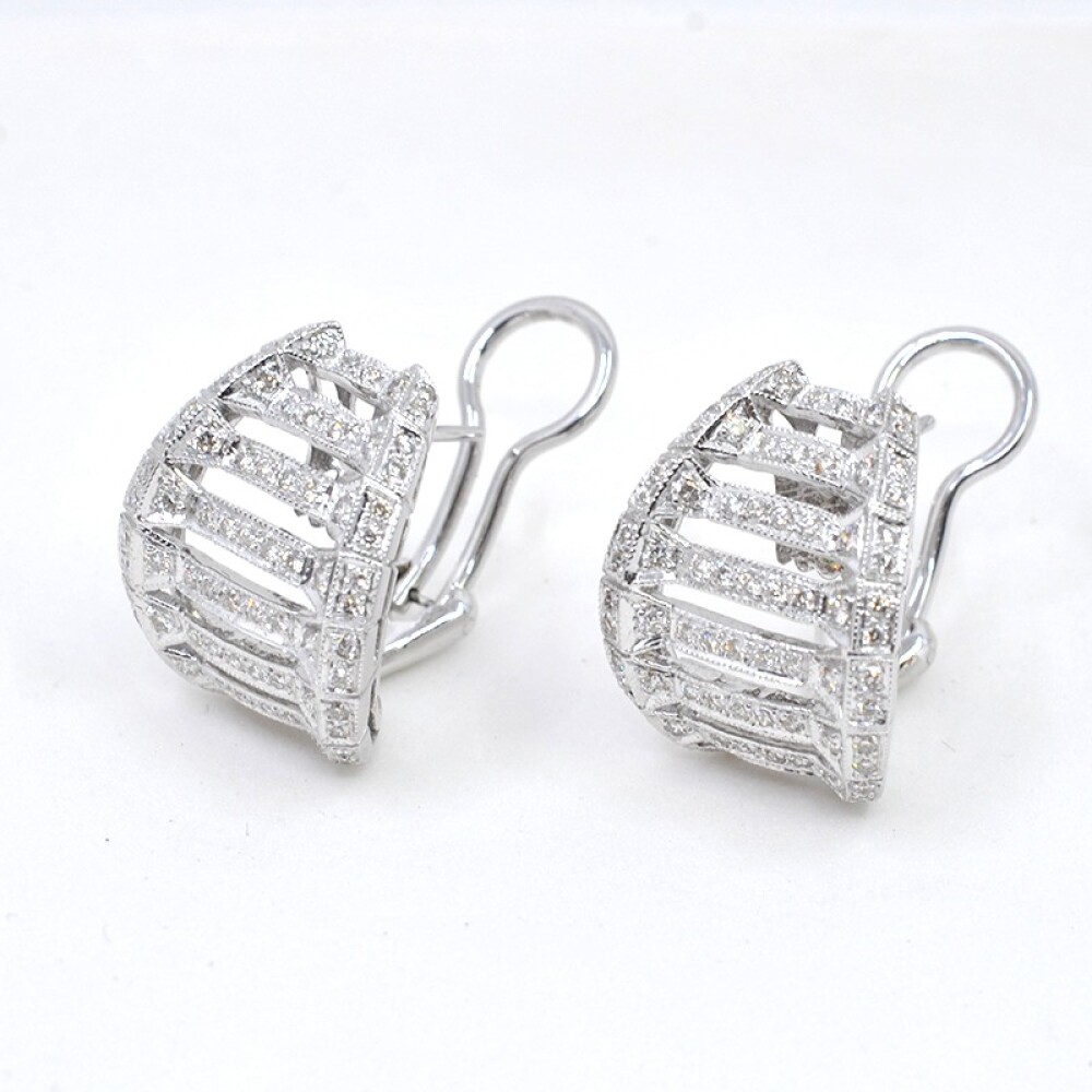 Caravanas clips caladas en oro 18k blanco, con brillantes Caravanas clips caladas en oro 18k blanco, con brillantes