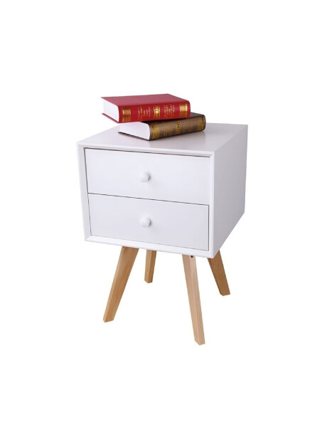 MESA DE LUZ 2 CAJON 40X40X60CM MADERA CON BLANCO MESA DE LUZ 2 CAJON 40X40X60CM MADERA CON BLANCO