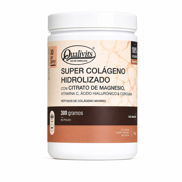 Super Colágeno Hidrolizado Marino | Vitamina C + Ácido Hialurónico | 300 g - Qualivits Super Colágeno Hidrolizado Marino | Vitamina C + Ácido Hialurónico | 300 g - Qualivits