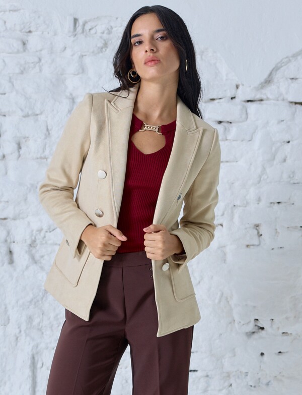 Blazer Botones Brillo BEIGE