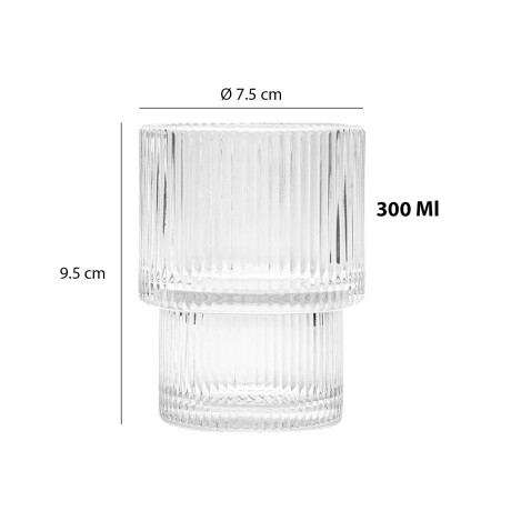 Set X6 Vasos Line 300Ml para Agua Refresco Bebidas en Vidrio Transparente