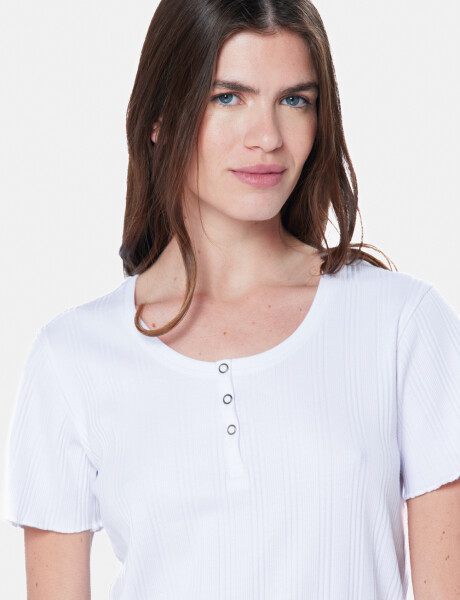 REMERA RIB CON BOTONES Blanco