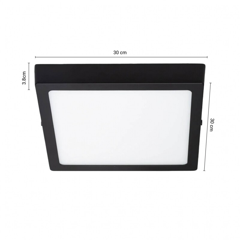 Panel LED Cuadrado de Adosar Negro 24W Luz Cálida Panel LED Cuadrado de Adosar Negro 24W Luz Cálida