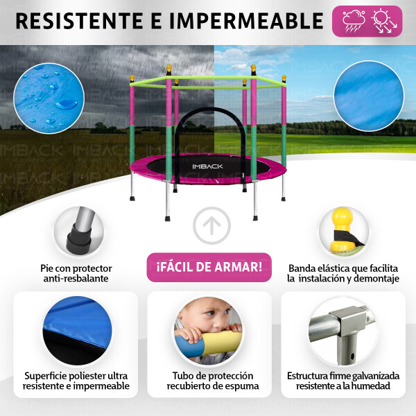 Cama Elástica de 1,40 M Trampolín Saltarín Multicolor Rosa ce001 Cama Elástica de 1,40 M Trampolín Saltarín Multicolor Rosa ce001