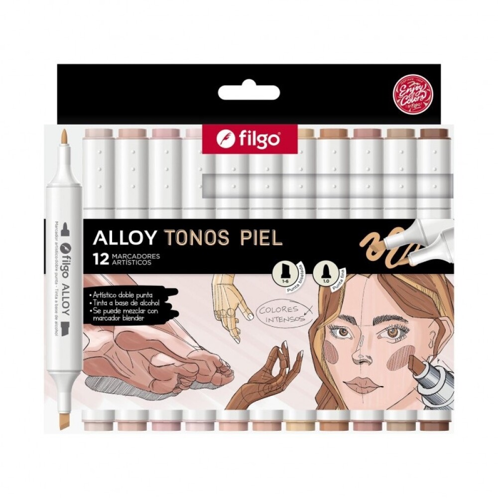 Marcador Artístico Alloy x12 Color Piel Filgo #Filgo Marcador Artístico Alloy - Estuche 12 Color Piel